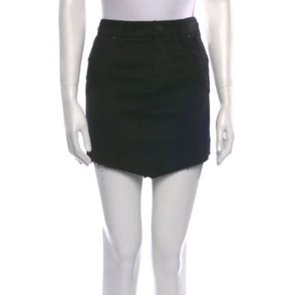 NWT! RtA Denim - Back‎ is Patent Exposed zipper Raw hem SKIRT BLACK 4